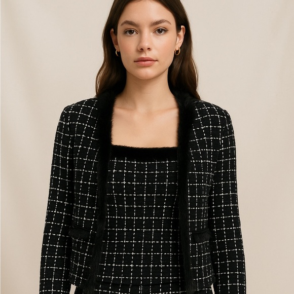 Joseph Ribkoff Black and White Jacket + Tank Top SET
